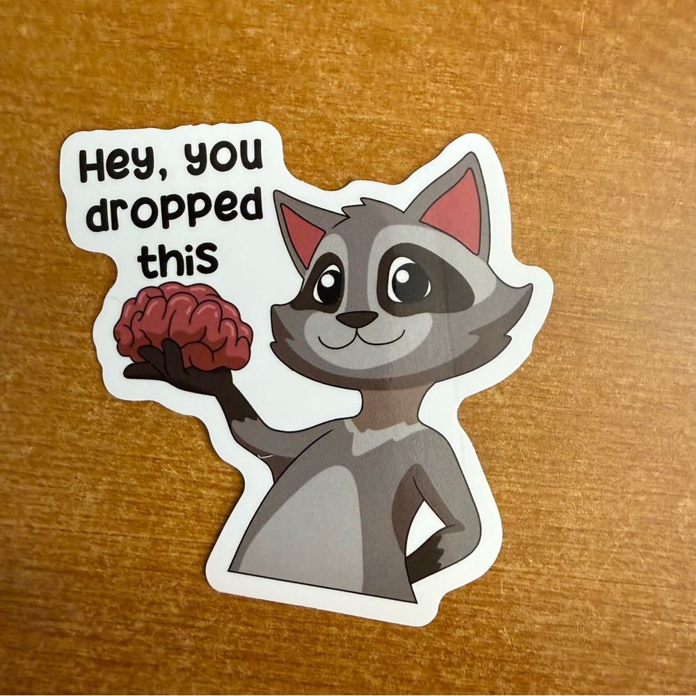 Cute Raccoon‎ Cat Sticker - Gray